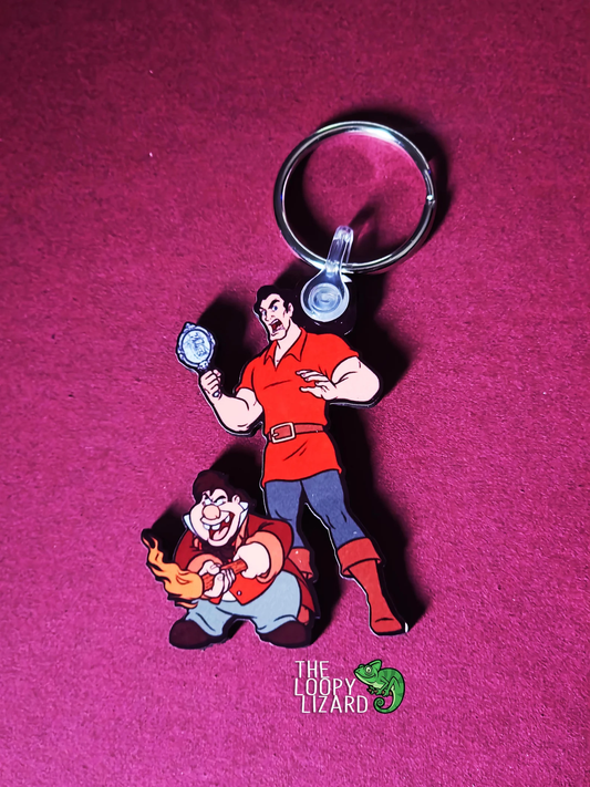 Gaston and Lafou Keyring - Beauty and the Beast