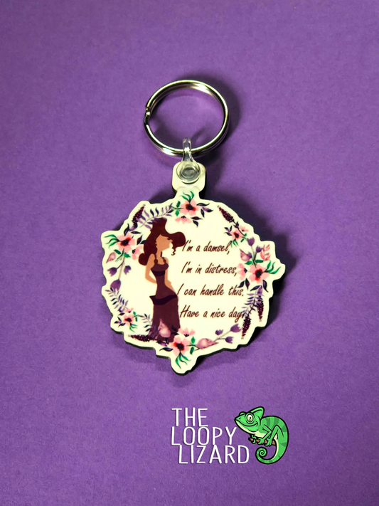 "I'm a Damsel" Keyring - Hercules