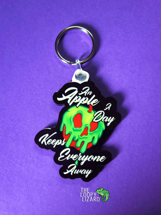 "An Apple A Day, Keeps Everyone Away" Poisoned Apple Keyring - Snow White