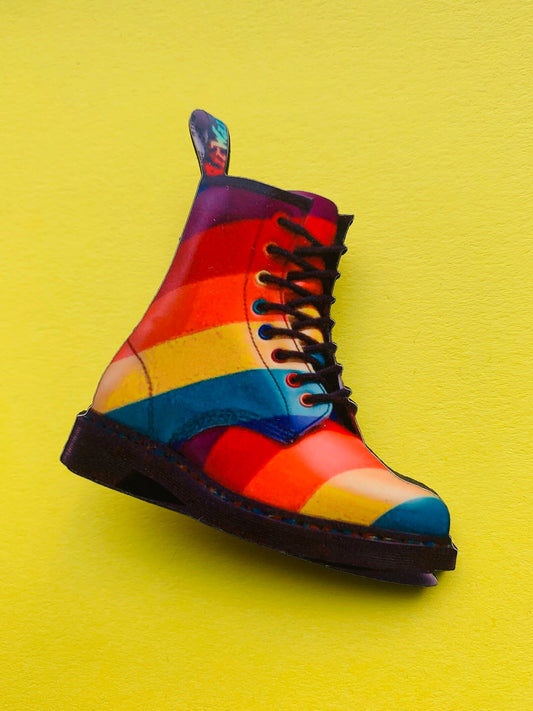 Rainbow Boot Pin Badge/ Magnet - Doc Martens
