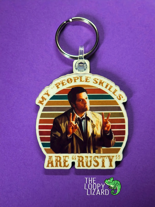 My People Skills Are "Rusty" Keyring - Supernatural