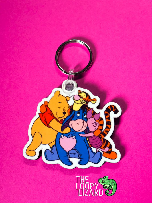 Winnie the Pooh Group Hug Keyring