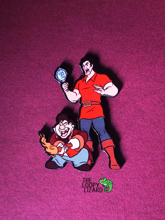 Gaston and Lafou Pin Badge/ Magnet - Beauty and the Beast