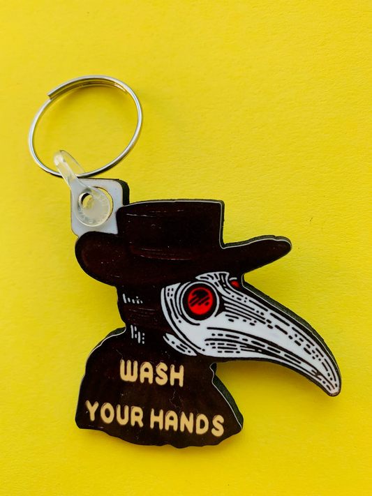 Plague Doctor "Wash Your Hands" Keyring