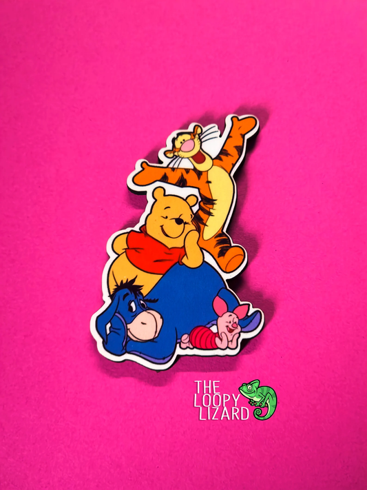 Winnie the Pooh Group Pile Pin Badge/ Magnet